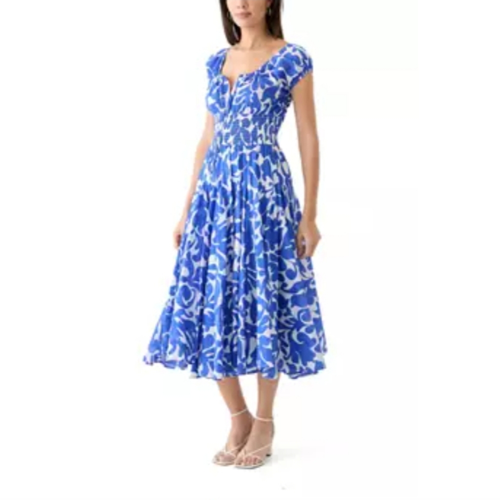 Philosophy Blue and White Printed Midi Dress